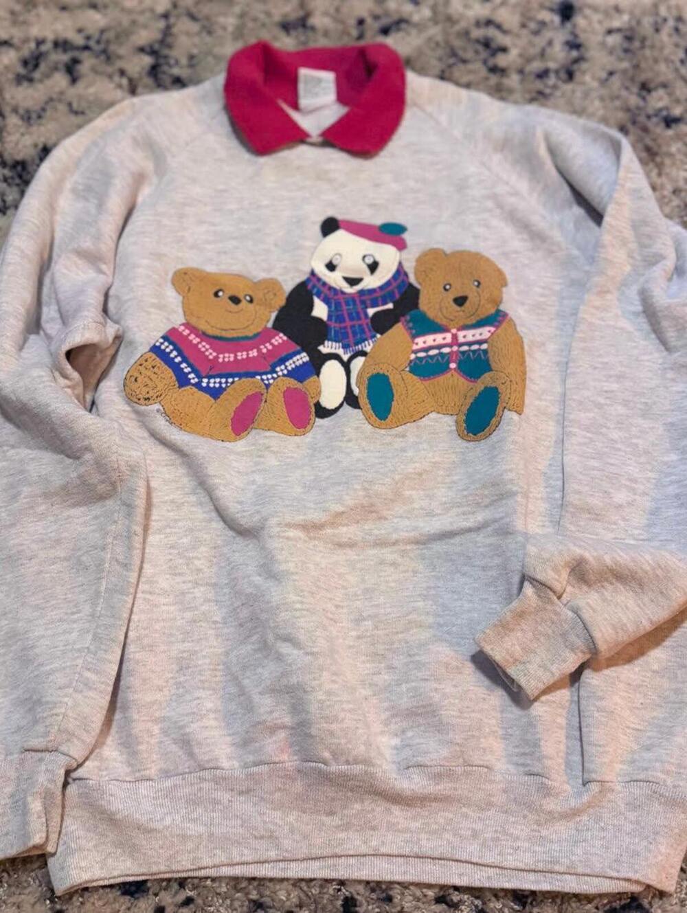 Vintage Gopher Sport Gray Teddy Bear Crewneck Sweatshirt L